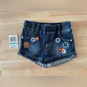 NWT GUESS Kids denim shorts with floral embroidery